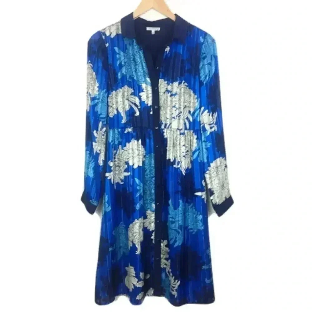 Lash & Mesh Blue Floral Accordion Midi Dress